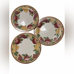 Pier 1 "Mosaic Fruit" dinner plates. Hand painted made in Italy